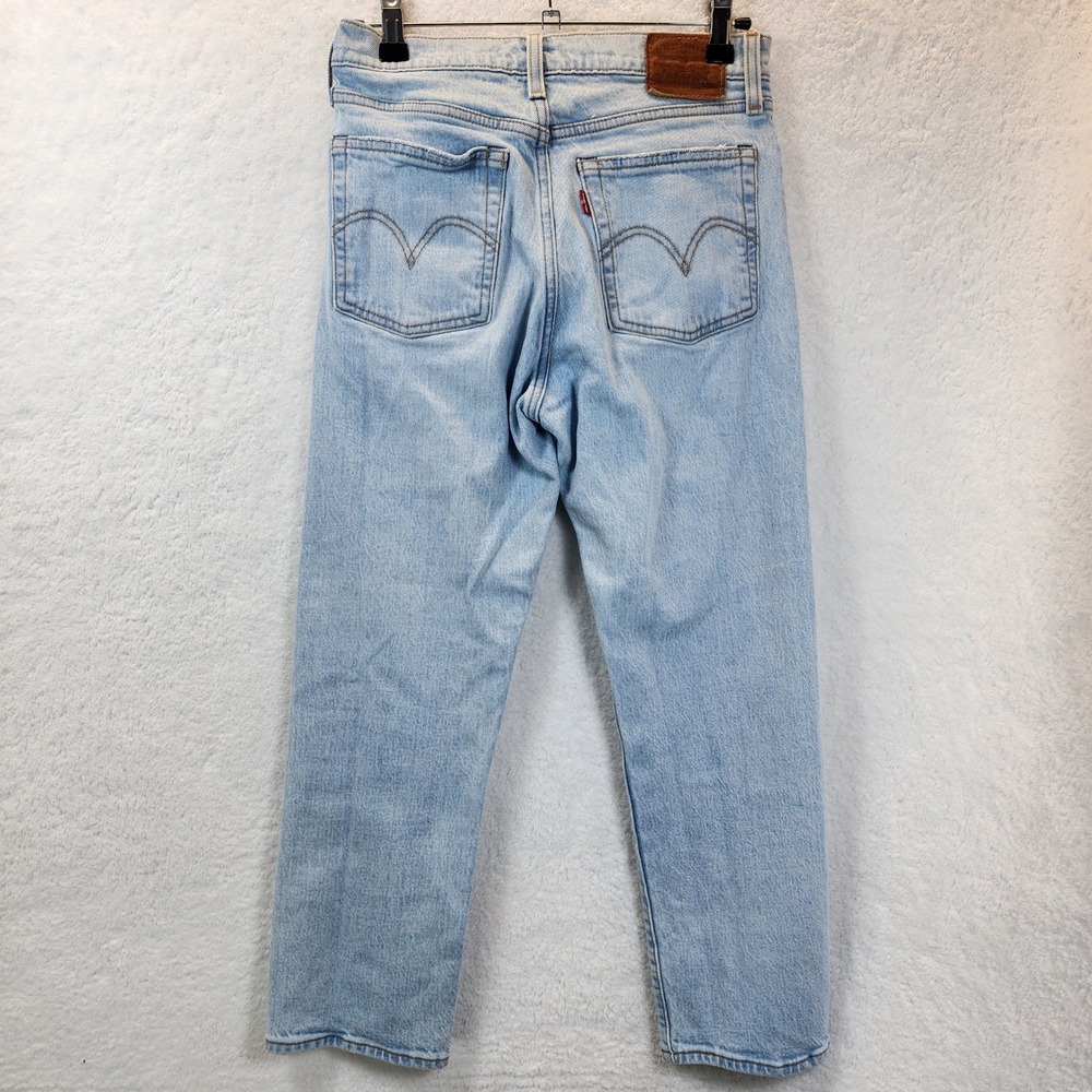 Levis Womens 501 Wedgie Straight High Rise Jeans 26x26 Button Fly Boho Light Wsh - Picture 11 of 16